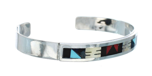 Zuni Sterling Silver Multicolor Inlay Cuff Bracelet NN20156